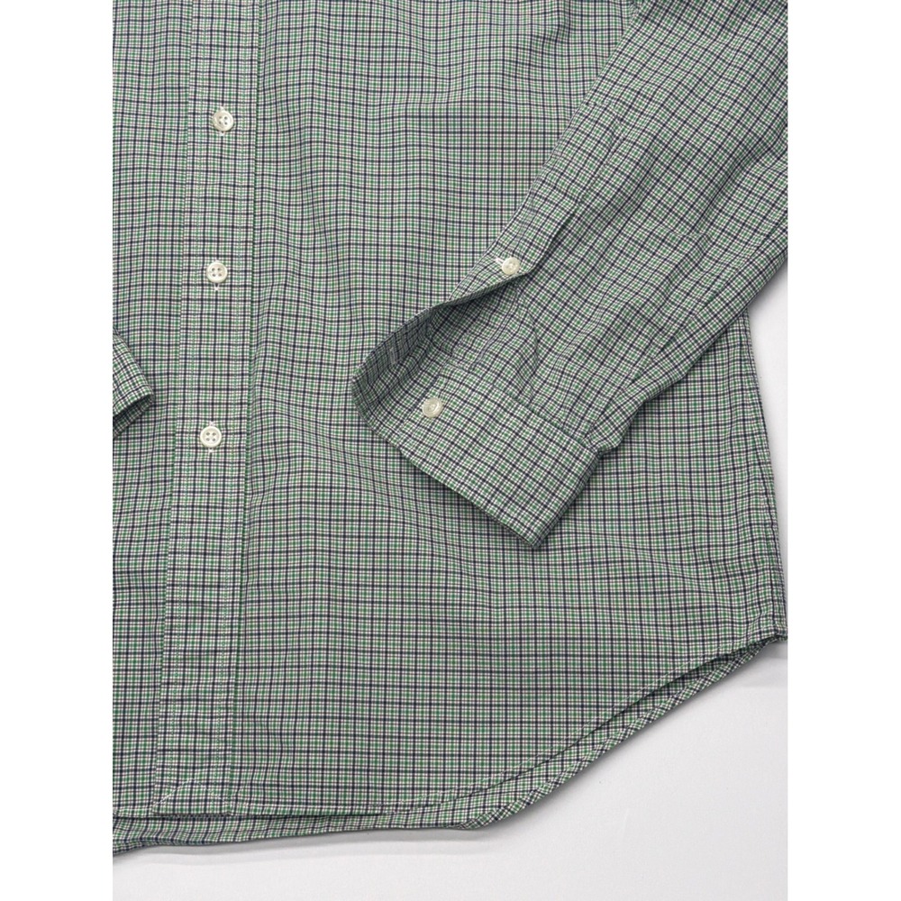 Ralph Lauren Mens Green Navy Micro Check Button Down Shirt Medium Long Sleeve - Picture 3 of 8
